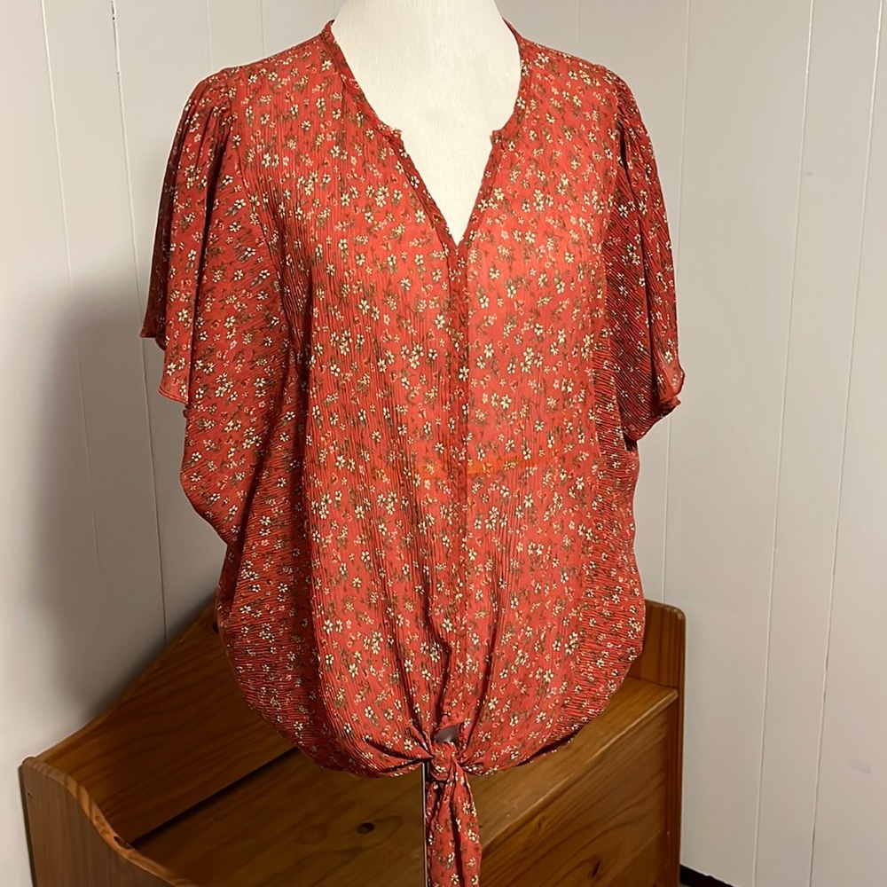 Daytrip Crinkled Chiffon Floral Top size small